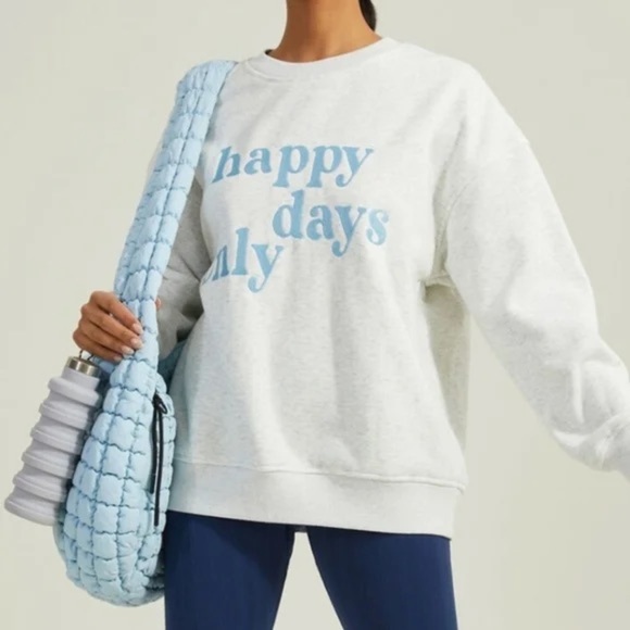 Altar'd State Sweaters - Altar'd State Happy Days Only Blue Embroidered Sweatshirt